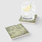 groen grijs Toile de Jouy patroon Stenen Onderzetter (Zijkant)