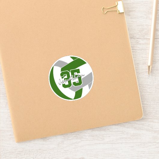 Groen grijs volleybal team kleuren sticker (Notitieboek)