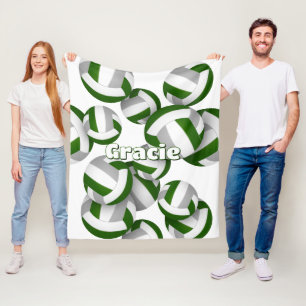 Groen Grijs Volleyballen Meisjes Sportkamer Decor Fleece Deken