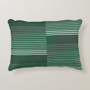 Groen, Grijs, Zwart, Witte Strepen Accent Kussen