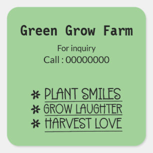 Groen groeien boerderij Contact nr. vierkant onder Vierkante Sticker
