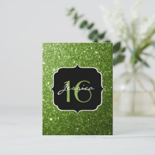 Groen groen glinsterende vonken Sweet 16 Briefkaart