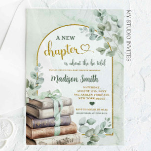 Groen Groen Salie Storybook Thema Baby shower Acryl Uitnodigingen