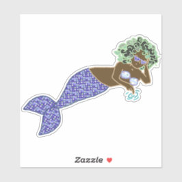 Groen haar, Paarse staart zeemeermin loungen Sticker