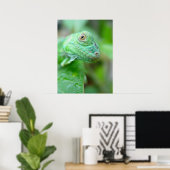 Groen hagedisselement Iguana op Poster van leder (Thuiskantoor)