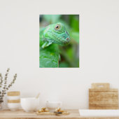 Groen hagedisselement Iguana op Poster van leder (Keuken)
