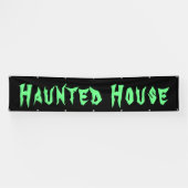 Groen Halloween groot buitenhuis met zwarte kop Spandoek (Horizontaal)