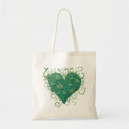 Groen hart binnen tote bag