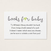 Groen Hart Bring a Book Request Baby shower Visitekaartje (Voorkant)