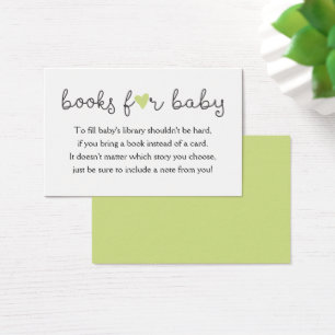Groen Hart Bring a Book Request Baby shower Visitekaartje