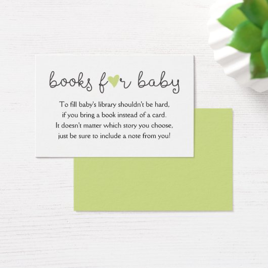 Groen Hart Bring a Book Request Baby shower Visitekaartje (Bureau)
