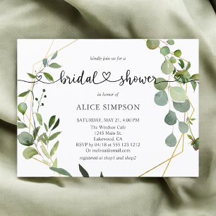 Groen Hart Bruiloftsshower Eucalyptus Uitnodiging Briefkaart