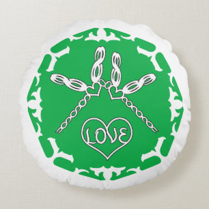 Groen Hart Chakra "Liefde" Libellen Witte Achtergr Rond Kussen