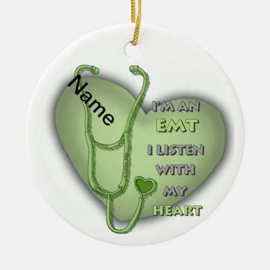 Groen hart EMT Keramisch Ornament (Voorkant)