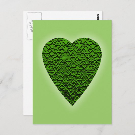 Groen hart. Geoctrooieerd ontwerp van het hart. Briefkaart (Voorkant / Achterkant)