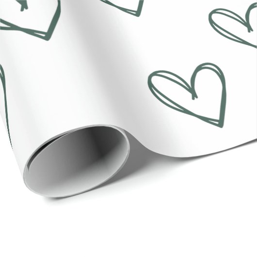 groen hart op wit omslagblad cadeaupapier (Rol Hoek)