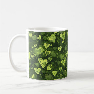 Groen hartpatroon koffiemok