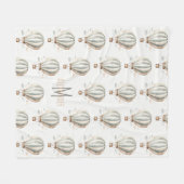 Groen  Hete Luchtballon Monogram Fleece Deken (Voorkant (Horizontaal))