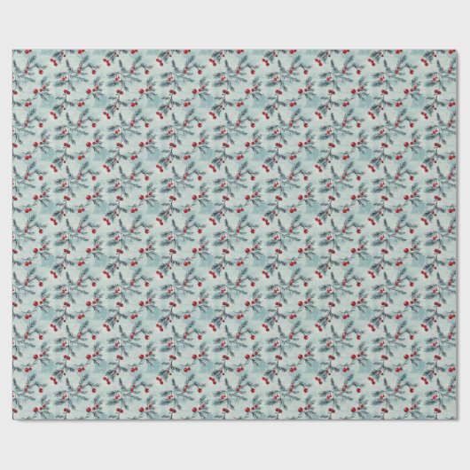 Groen Holly Berry inpakpapier (Vlak)