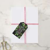 Groen Holly Branch Seasons Greetings Cadeaulabel (Met Touw)