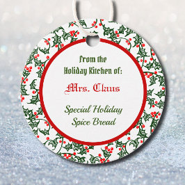  Groen Holly met Red Berries Aangepast Label