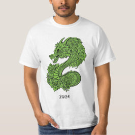 Groen houten Dragon Design T-shirt