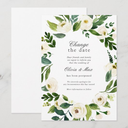 Groen Huwelijk Uitgesteld Andere Datum Kaart (Voorkant / Achterkant)