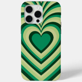 Groen hypnotic Heart Love Pattern iPhone 15 Pro Max Hoesje