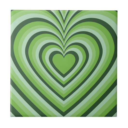 Groen hypnotic Heart Love Pattern Tegeltje (Voorkant)