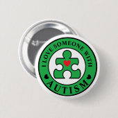 Groen "Ik hou van iemand met autisme" spinnen bewu Ronde Button 5,7 Cm (Voorkant /achterkant)