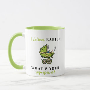 Groen "Ik lever baby's - Wat is uw Superpower?" Mok