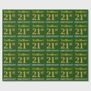 Groen, Imitatie Goud Kijk "21e VERJAARDAG" Cadeaupapier