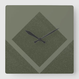 Groen Ingelijste Diamanten Wandklok - Geometrisch  Vierkante Klok