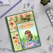 Groen ingelijste lente landschap schattig bloemig notitieboek