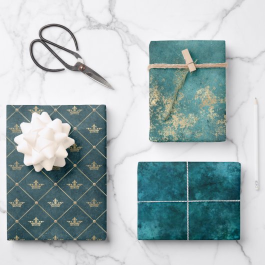 Groen inpakpapier Flat Sheet Set van 3 (Voorkant)