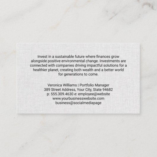 Groen investeringslogo | financieel adviseur visitekaartje (Achterkant)