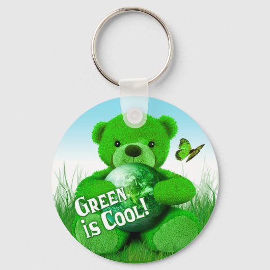 Groen is Cool. Button Sleutelhanger (Voorkant)