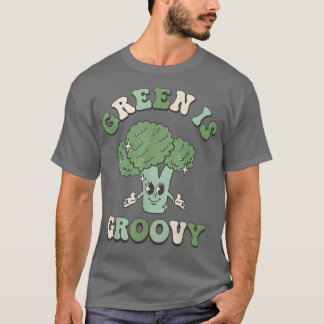 Groen is Groovy World Vegetarian Day Brocoli Vegan T-shirt