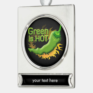 Groen is HOT Verzilverd Banner Ornament