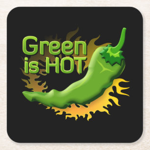 Groen is HOT Vierkante Kartonnen Onderzetter