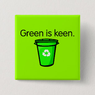 Groen is Scherp Vierkante Button 5,1 Cm