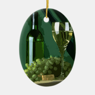 Groen is wit keramisch ornament