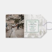 Groen Italië Bruiloft Foto Gift Labels Cadeaulabel (Voorkant (Horizontaal))