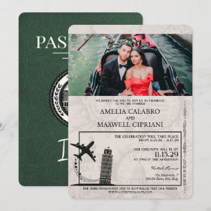 Groen Italië Paspoort Uitnodiging voor de bruiloft