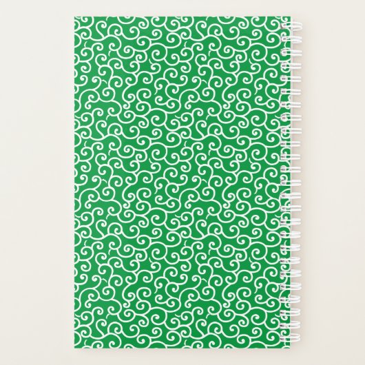 Groen Japans Karakusa Spiraal Vine Patroon Planner (Achterkant)