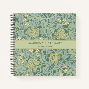 Groen Jasmin Bloempatroon Schetsboek Notitieboek