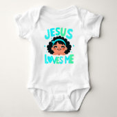 Groen "Jesus Loves Me"-ontwerp Romper (Voorkant)