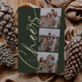 Groen juicht modern elegant kerstscript folie feestdagenkaart