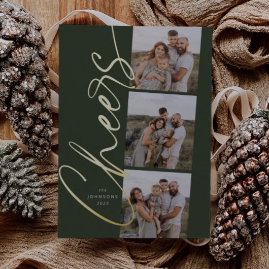 Groen juicht modern elegant kerstscript folie feestdagenkaart