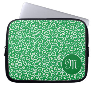 Groen Karakusa Arabesk Spiraal Wingerdpatroon Laptop Sleeve